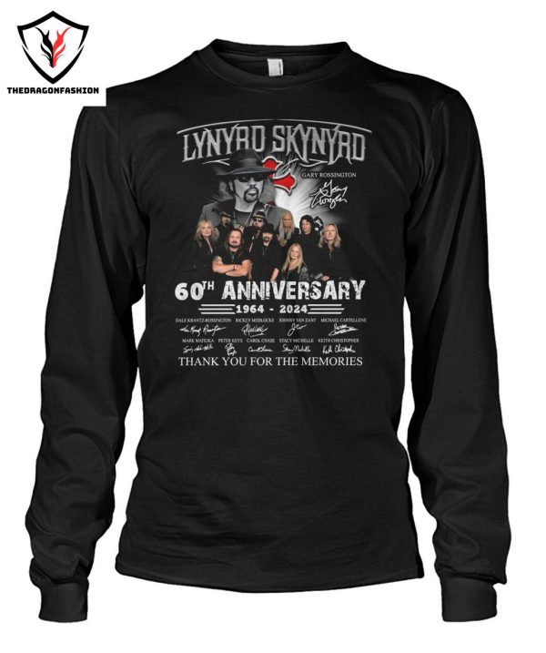 Lynyrd Skynyrd Gary Rossington Signature 60th Anniversary 1964-2024 Thank You For The Memories T-Shirt