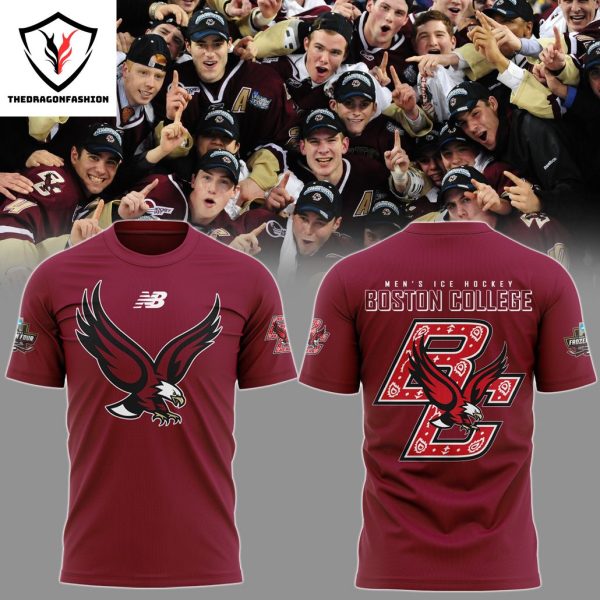 Men Ice Hockey Boston College Eagles Design Red 3D T-Shirt