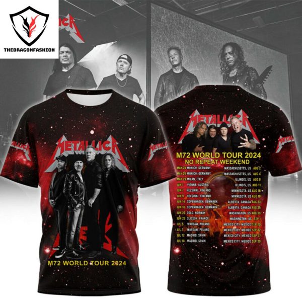 Metallica M72 World Tour 2024 No Repeat Weekend 3D T-Shirt