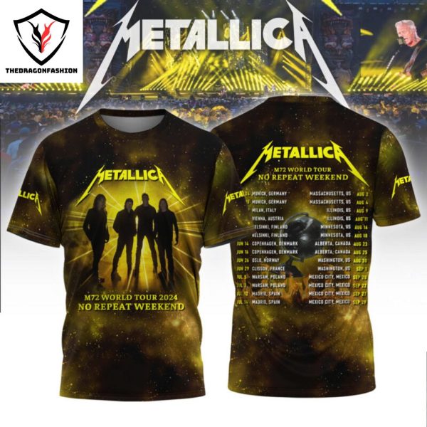 Metallica M72 World Tour 2024 No Repeat Weekend Design 3D T-Shirt