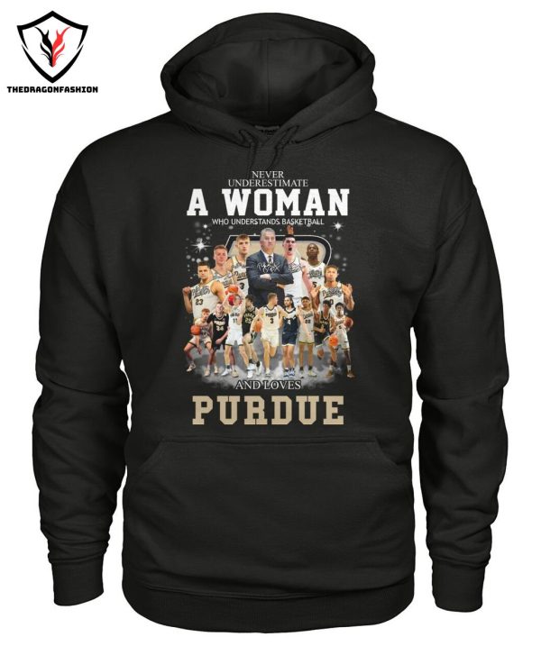 Never Underestimate A Woman Who Understands Basketball And Loves Purdue Boilermakers T-Shirt