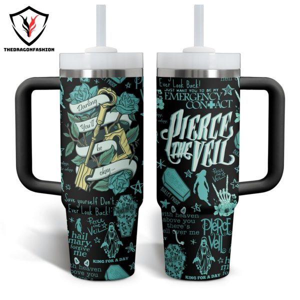 Pierce The Veil King For A Day Tumbler With Handle And Straw