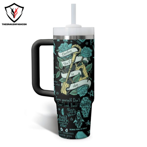 Pierce The Veil King For A Day Tumbler With Handle And Straw