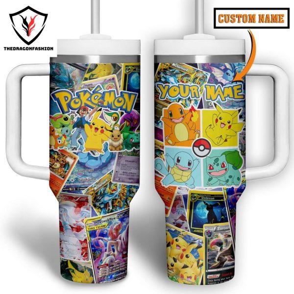 Pokemon Custom Design Tumbler With Handle And Straw