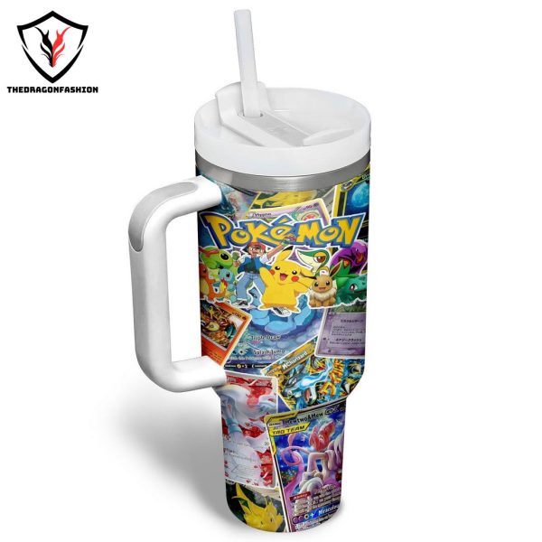 Pokemon Custom Design Tumbler With Handle And Straw