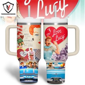 I Love Lucy Love Yourself First Everything Else Into Line Tumbler With Handle And Straw