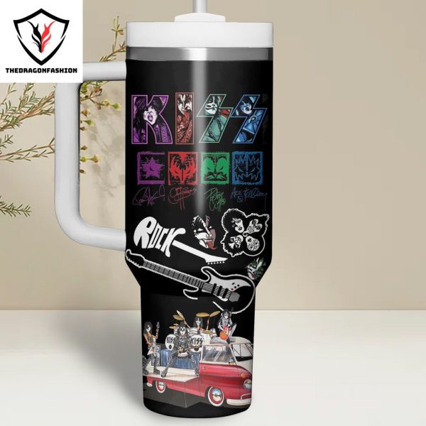 Rock And Roll All Nite KISS Band Tumbler With Handle And Straw