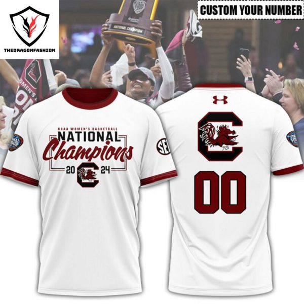 South Carolina Gamecocks 2024 NCAA Womens Basketball National Champions Design White 3D T-Shirt