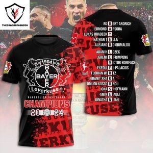 Bayer 04 Leverkusen Bundesliga Deutscher Champions 2024 Special 3D T-Shirt
