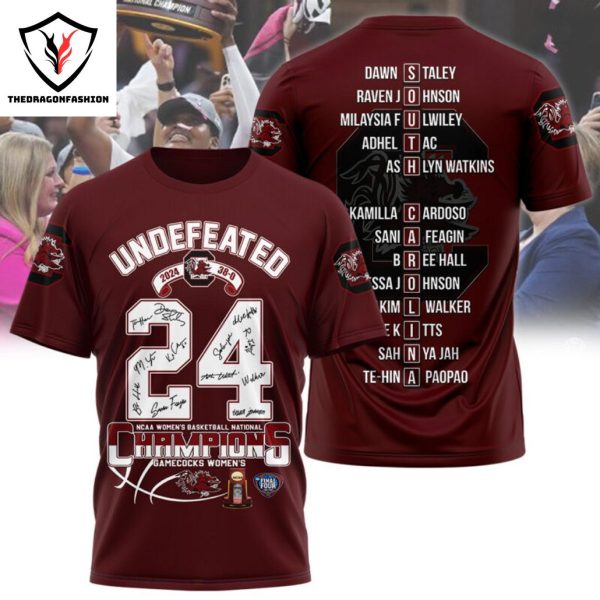 Undefeated South Carolina Gamecocks 2024 NCAA Signature 3D T-Shirt