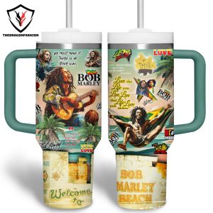 Welcome To Bob Marley Beach Tumbler With Handle And Straw