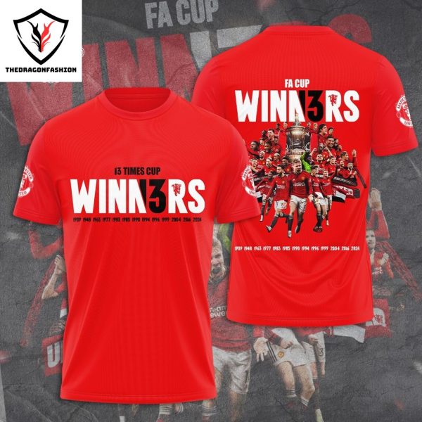 13 Times Cup Winner Manchester United  FA Cup 3D T-Shirt