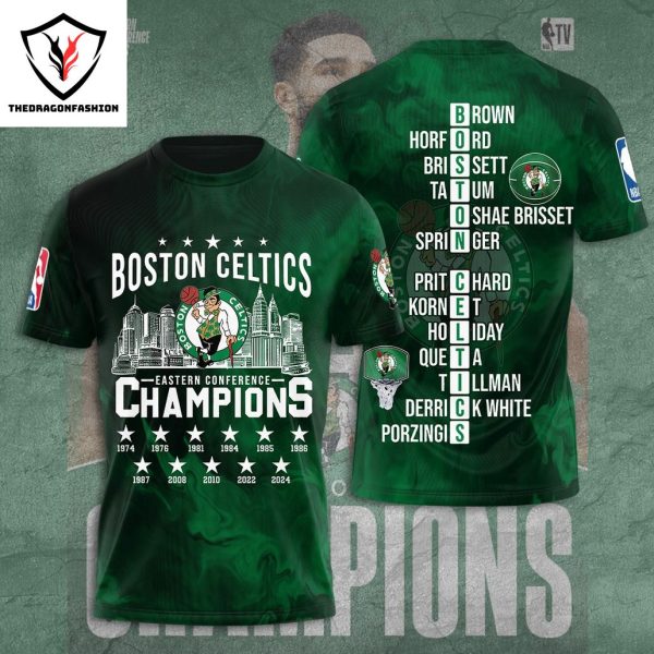 2024 Eastern Conference Champions Boston Celtics Special Design 3D T-Shirt