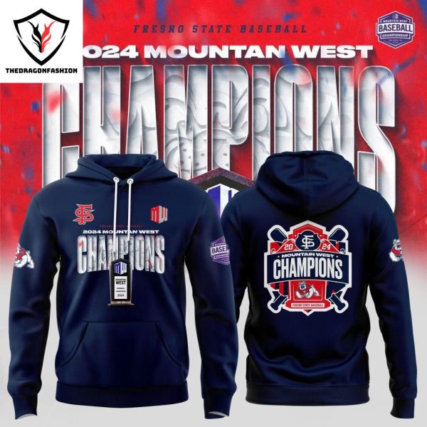 2024 Fresno State Bulldog Baseball Mountain West Tournament Champions Design Hoodie