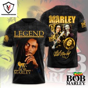 Bob Marley Legend Signature Design 3D T-Shirt