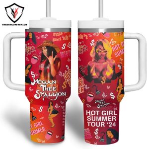 Megan Thee Stallion Hot Girl Summer Tour 24 Tumbler With Handle And Straw