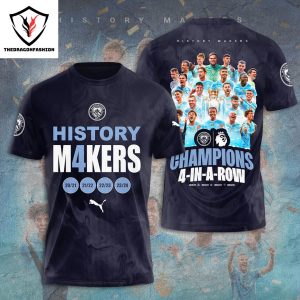 History M4kers Champions 4 In A Row Manchester City Design 3D T-Shirt