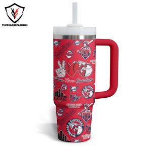 Cleveland Guardians Baseball Tumbler With Handle And Straw