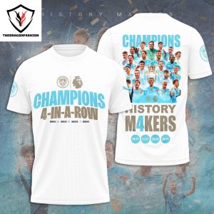 Champions 4 In A Row History M4kers Manchester City Design 3D T-Shirt