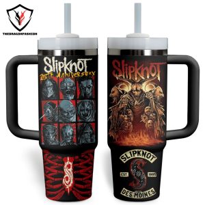 Slipknot 25th Anniversary Design Tumbler With Handle And Straw