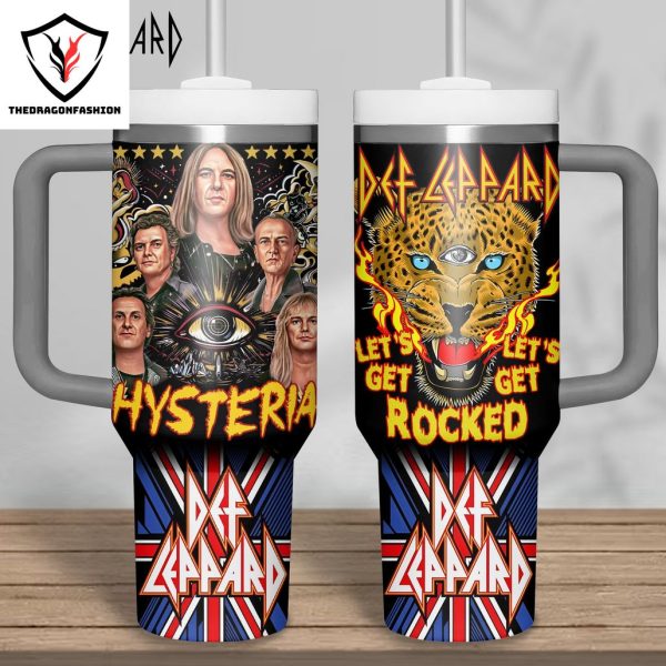 Def Leppard Hysteria Let Get Rocked Tumbler With Handle And Straw