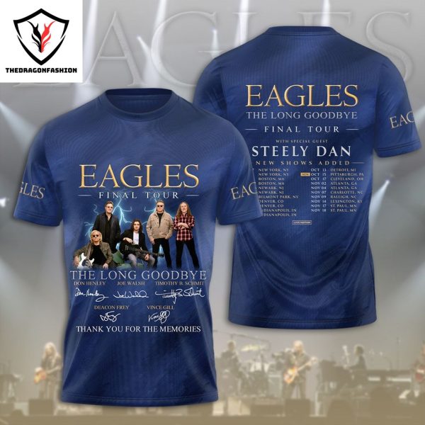 Eagles Final Tour The Long Goodbye Signature Thank You For The Memories 3D T-Shirt
