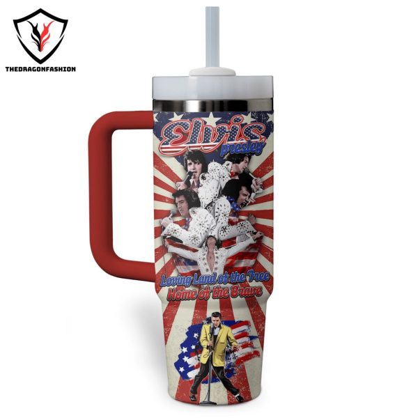 Elvis Presley Happy Independence Day Tumbler With Handle And Straw