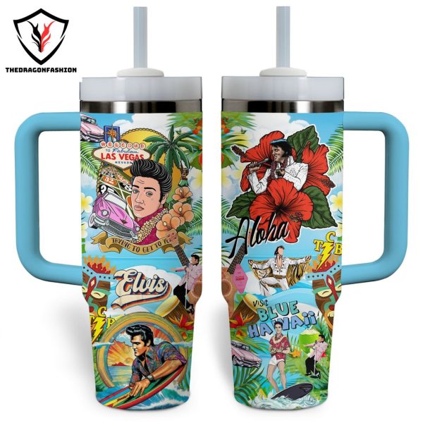 Elvis Presley Trying To Get To You Aloha Tumbler With Handle And Straw