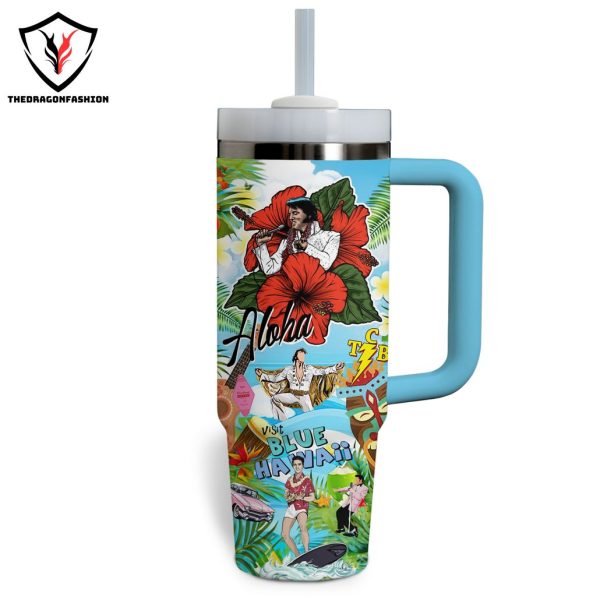 Elvis Presley Trying To Get To You Aloha Tumbler With Handle And Straw