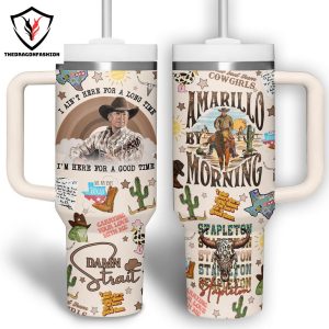 Amarillo By Morning George Strait Tumbler With Handle And Straw