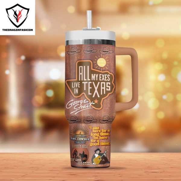 George Strait God And Country Music Tumbler With Handle And Straw