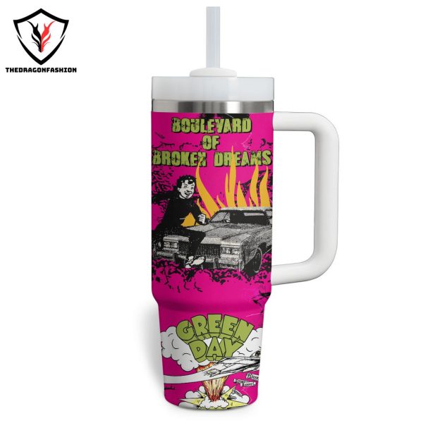 Green Day Boulevard Of Broken Dreams Tumbler With Handle And Straw