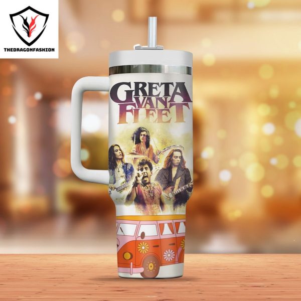 Greta Van Fleet Tumbler With Handle And Straw