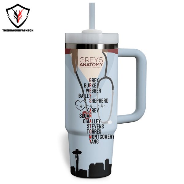 Greys Anatomy Its A Beautiful Day To Save Lives Tumbler With Handle And Straw