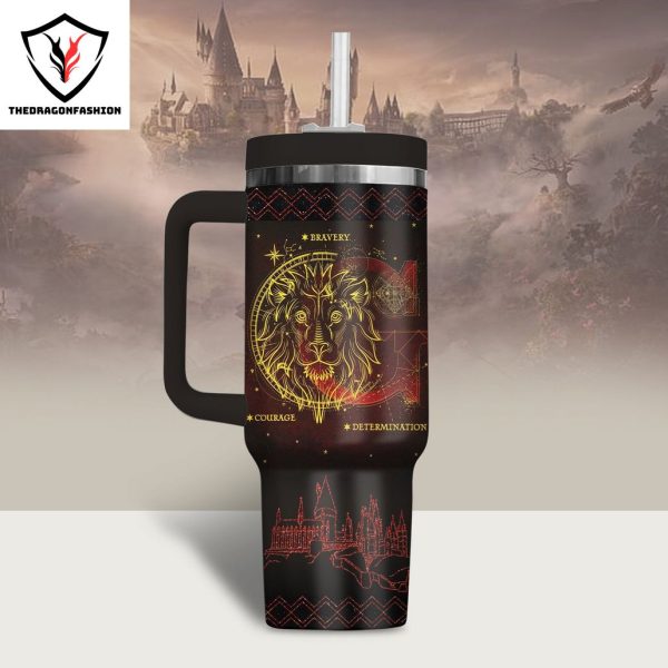 Gryffindor Courage Bravery Determination Tumbler With Handle And Straw