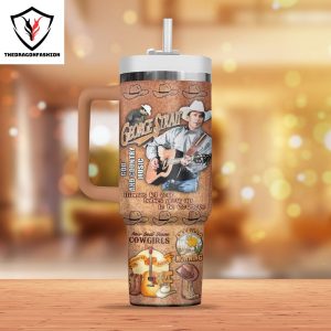 George Strait God And Country Music Tumbler With Handle And Straw