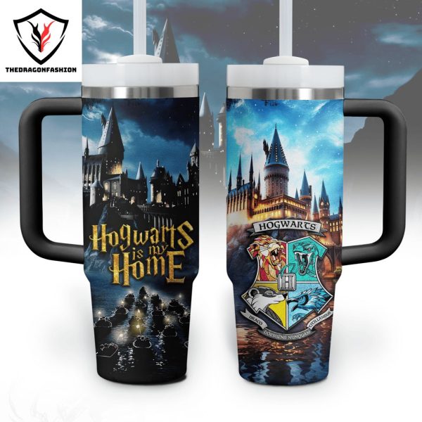 Hogwarts Is My Home Design Tumbler With Handle And Straw