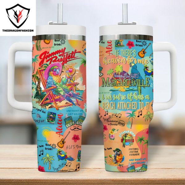 Jimmy Buffett Beach Attached To It Tumbler With Handle And Straw