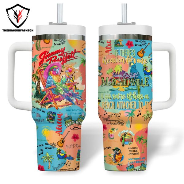 Jimmy Buffett Beach Attached To It Tumbler With Handle And Straw