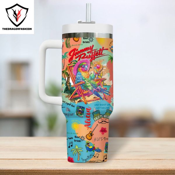 Jimmy Buffett Beach Attached To It Tumbler With Handle And Straw