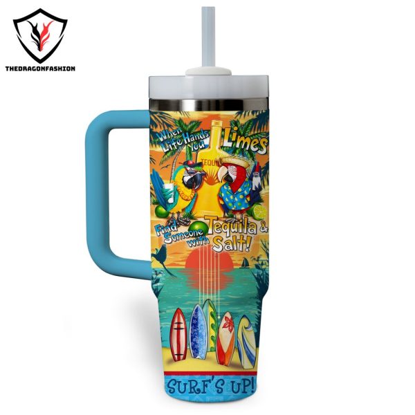 Jimmy Buffett Life Is Just A Tire Swing Tumbler With Handle And Straw