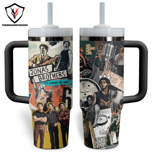 Jonas Brother Five Albums One Night Tour Tumbler With Handle And Straw