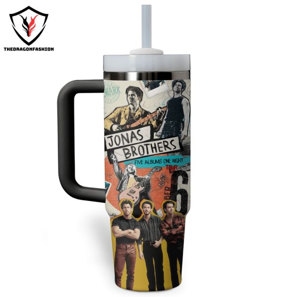 Jonas Brother Five Albums One Night Tour Tumbler With Handle And Straw