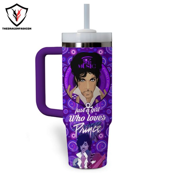 Just A Girl Who Loves Prince Keep Calm And Put Prince On Tumbler With Handle And Straw