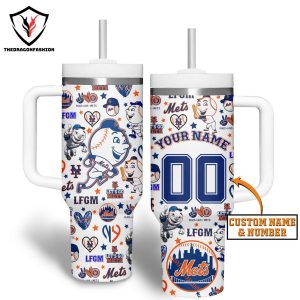 New York Mets Peace Love Mets Tumbler With Handle And Straw