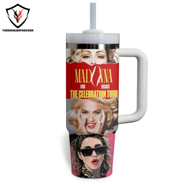 Madonna Four Decades The Celebration Tour Tumbler With Handle And Straw