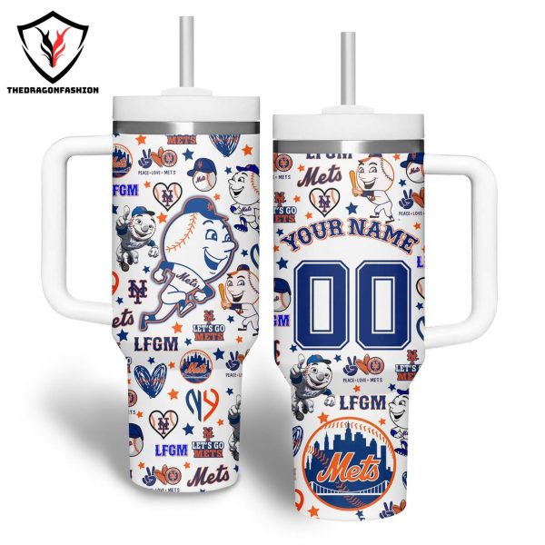 New York Mets Peace Love Mets Tumbler With Handle And Straw