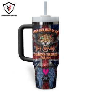 Pour Some Sucer On Me Summer Stadium Tour 2024 Def Leppard Tumbler With Handle And Straw