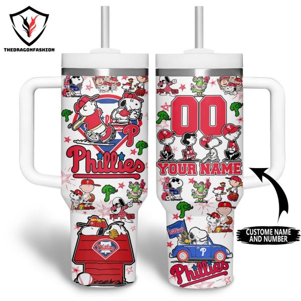 Personalized Philadelphia Phillies Tumbler With Handle And Straw