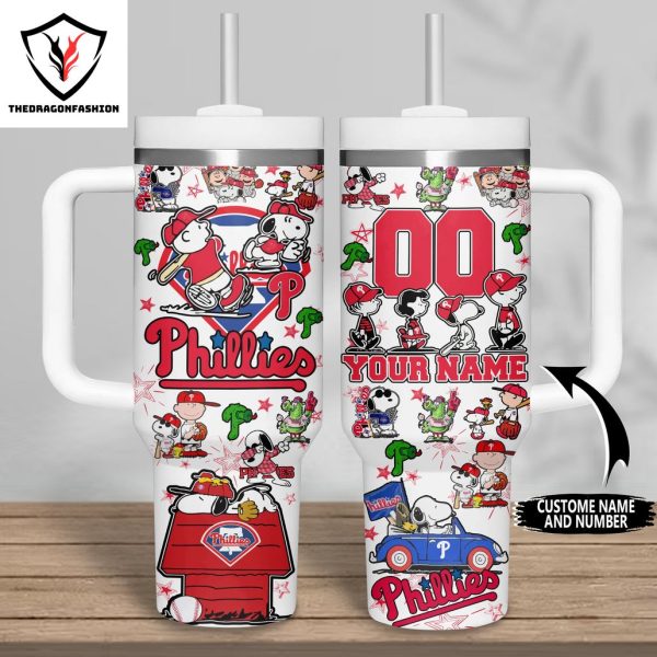 Personalized Philadelphia Phillies Tumbler With Handle And Straw